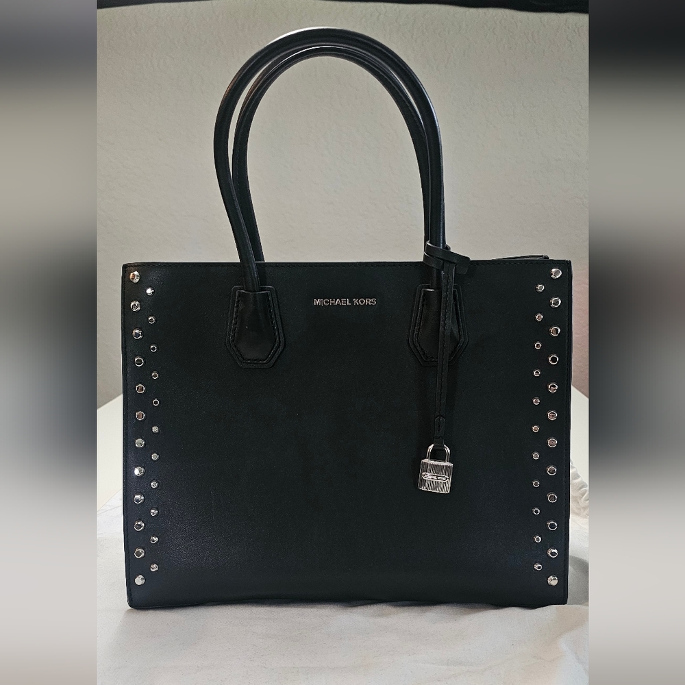 Michael Kors Black Tote with Silver Accents